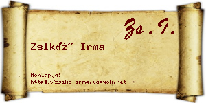 Zsikó Irma névjegykártya